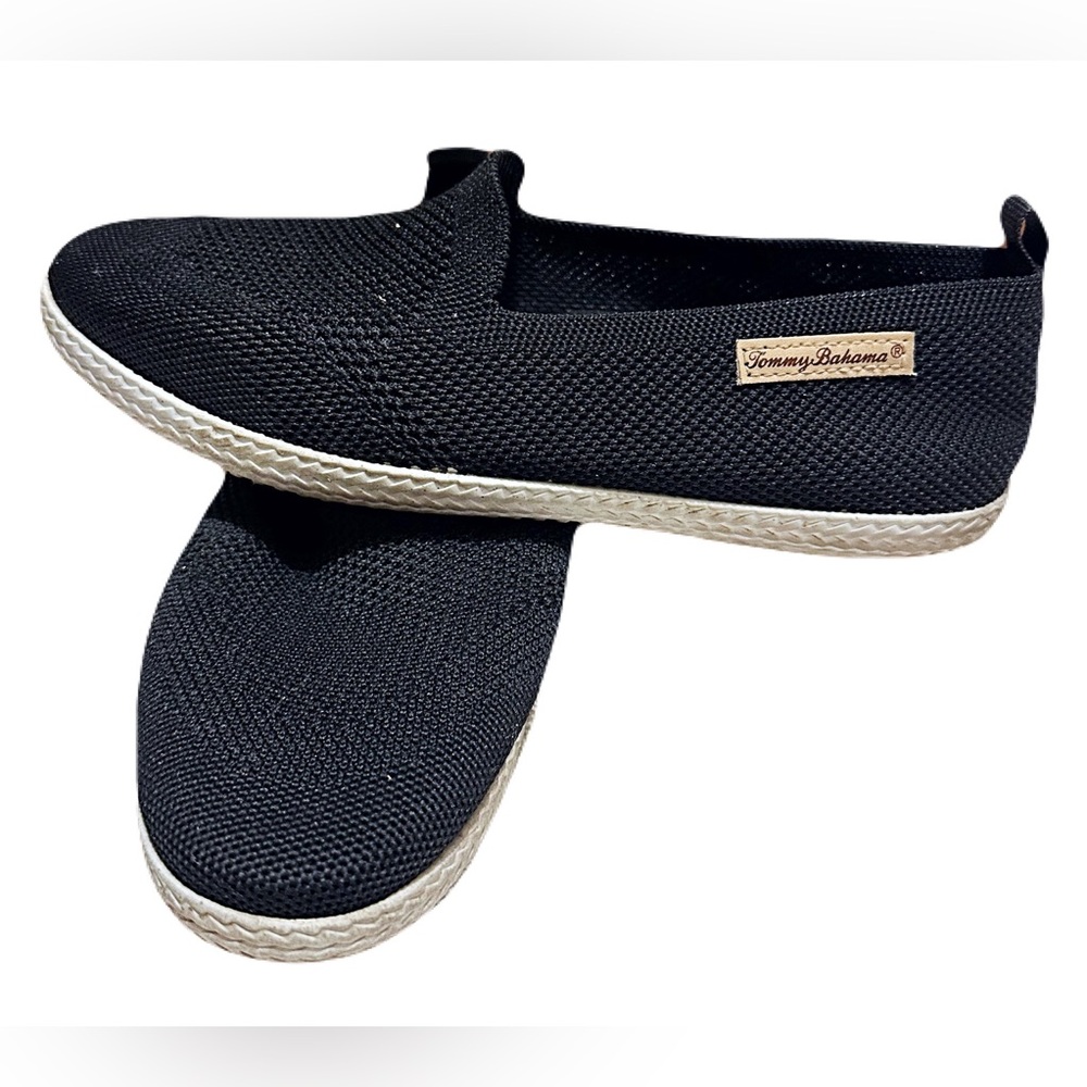 Tommy Bahama Women's Black Knit Slip On Memory Foam Sneakers with arch support.